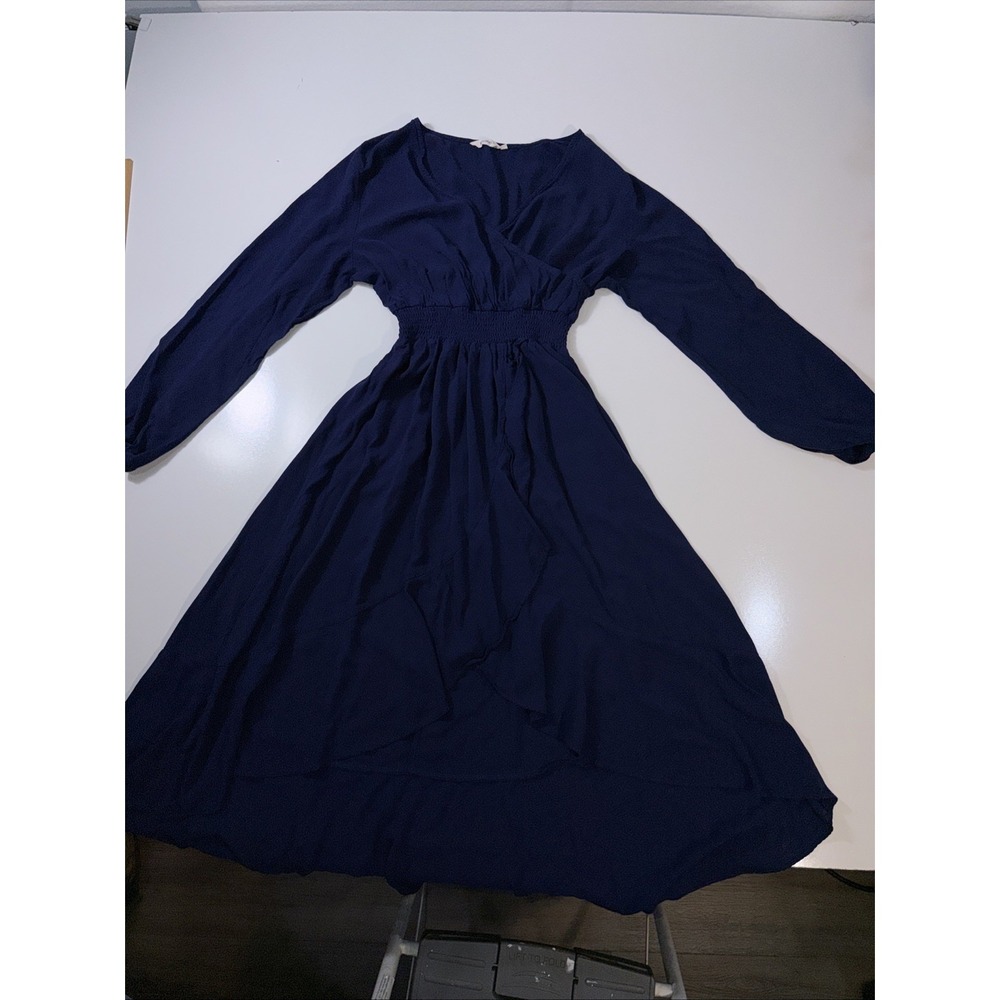 Kormei Womens Long Sleeve High Low Wrap Dress Navy‎ blue Midi Maxi Red XL